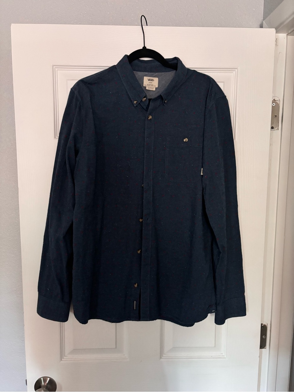 Vans Men’s Dark Blue Button-Down Long Sleeve Shirt